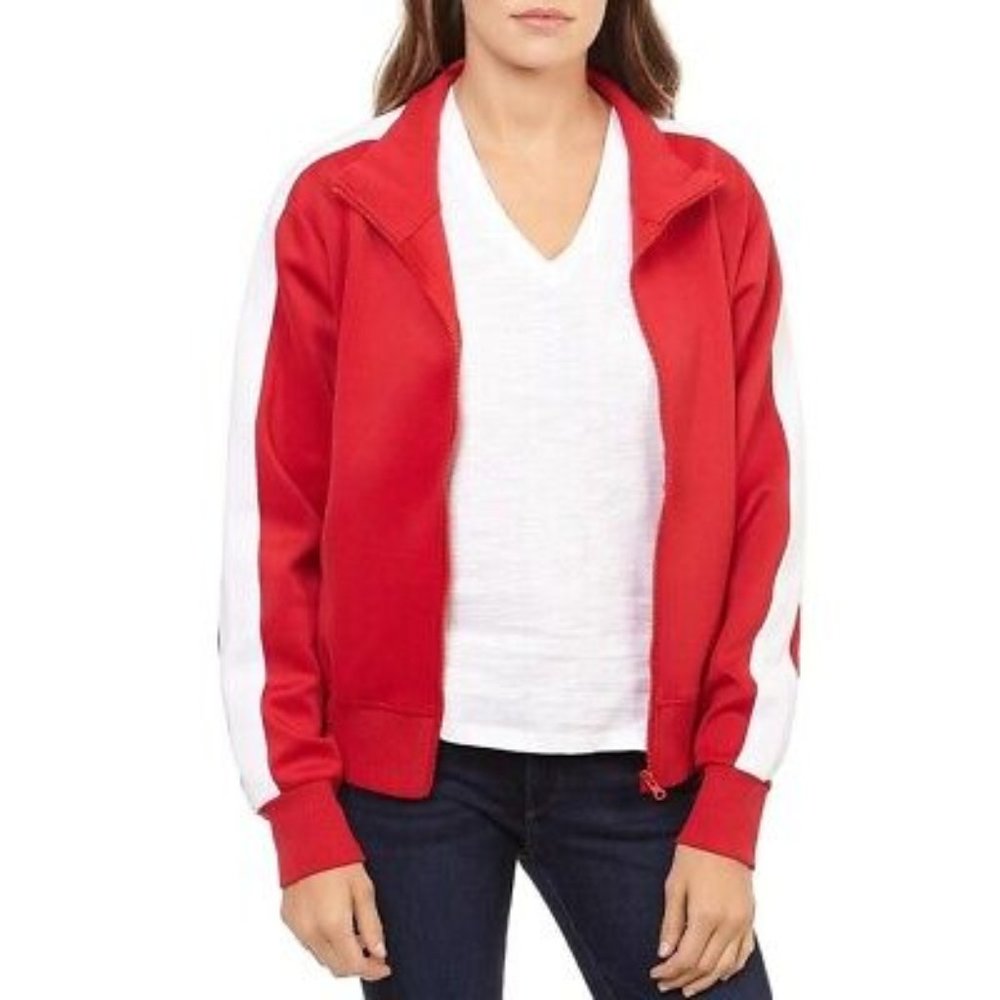 NWT WOMEN'S THEO & SPENCE RUNNING FITNESS TRACK JACKET red SZ S $88